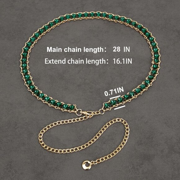 Glass Diamond Chain Belt Women Retro Bling Bling Metal Waist Accessory main image 5